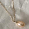 White Diamond and Irregular Pearl Drop Necklace